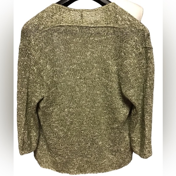 Kim Rogers chunky olive green cardigans, 3/4 sleeves, size Large - Picture 3 of 5